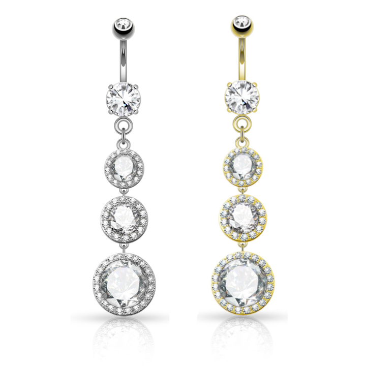 Tiered Crystal Belly Dangle 14g