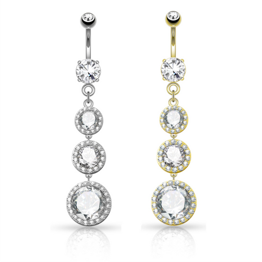 Tiered Crystal Belly Dangle 14g