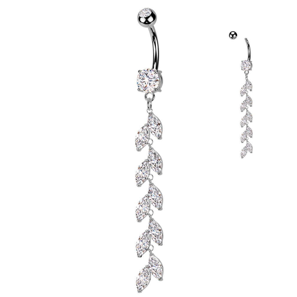 PREMIUM Crystal Leaf Vine Chain Navel 14g