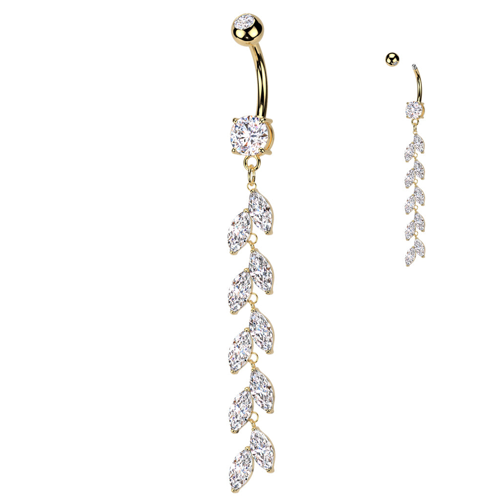 PREMIUM Crystal Leaf Vine Chain Navel 14g