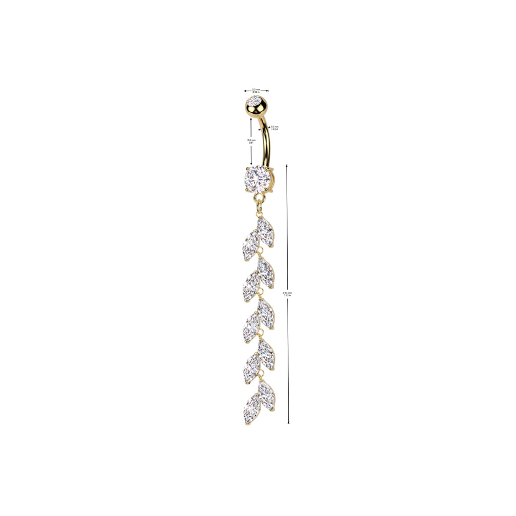 PREMIUM Crystal Leaf Vine Chain Navel 14g
