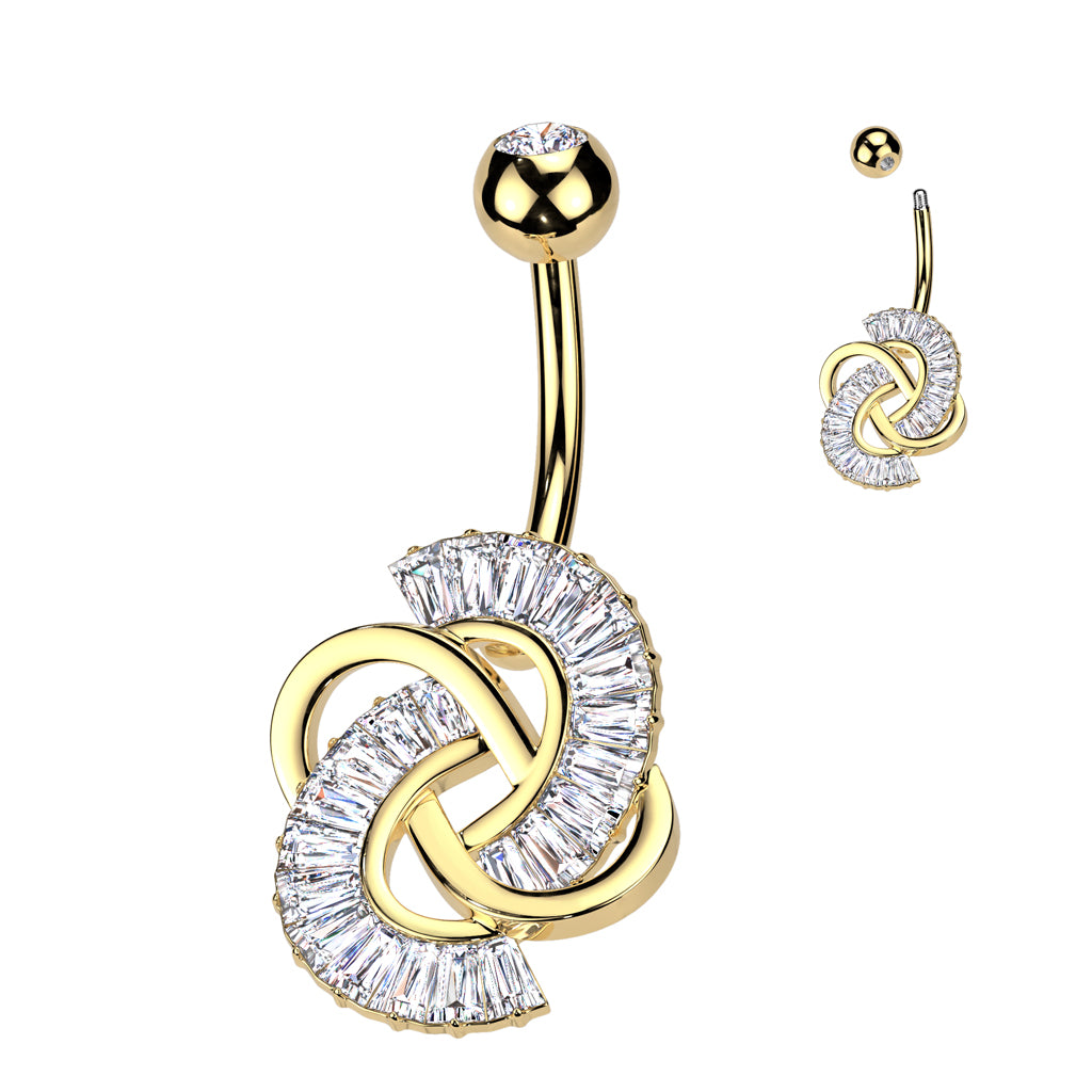 Baguette Swirl Knot Crystal Belly Ring 14g