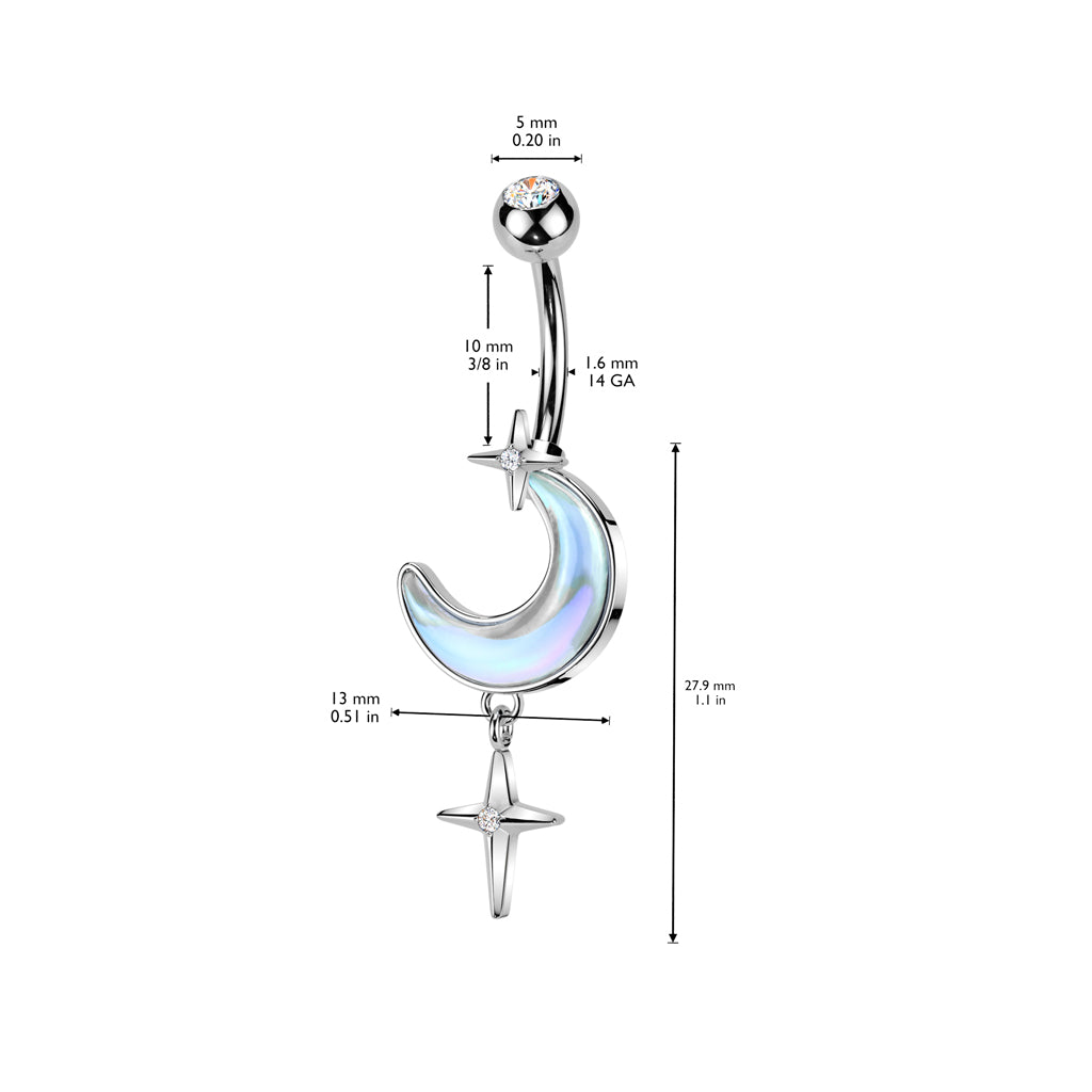 Lunar North Star Navel Dangle 14g