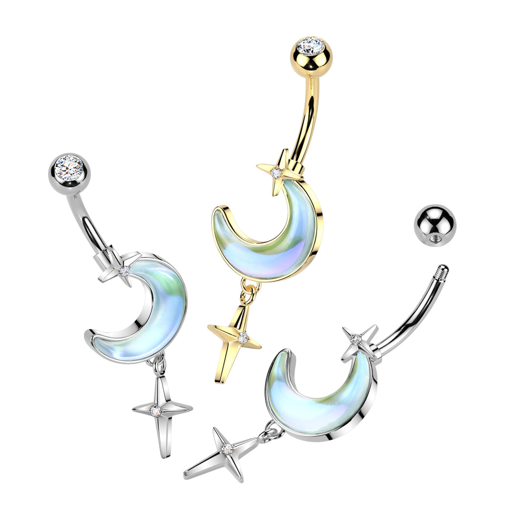 Lunar North Star Navel Dangle 14g