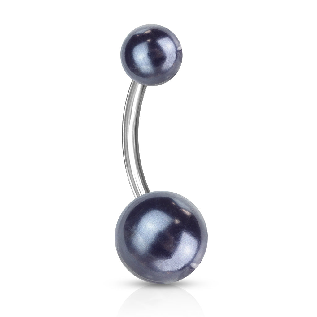 Lucite Pearl Navel Barbell 14g