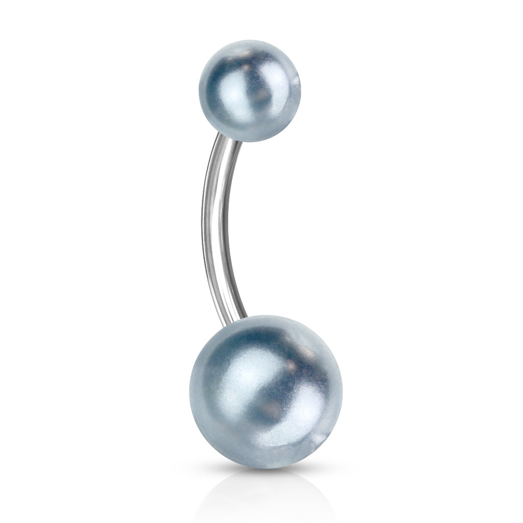 Lucite Pearl Navel Barbell 14g