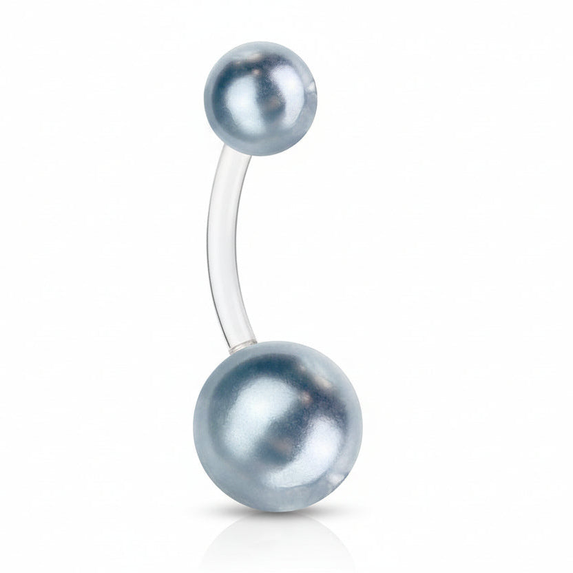 Lucite Pearl Navel Barbell 14g