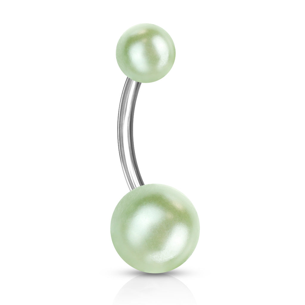 Lucite Pearl Navel Barbell 14g