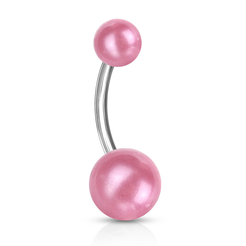 Lucite Pearl Navel Barbell 14g