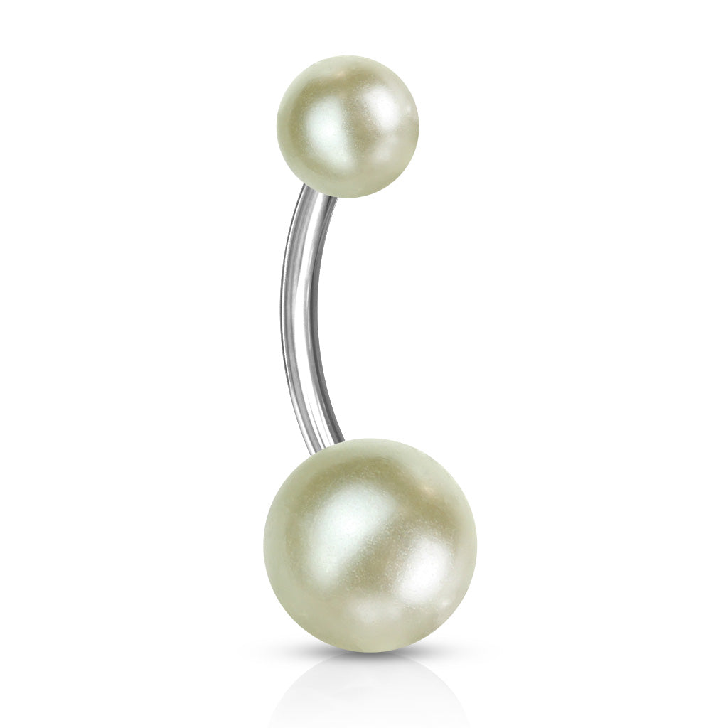 Lucite Pearl Navel Barbell 14g