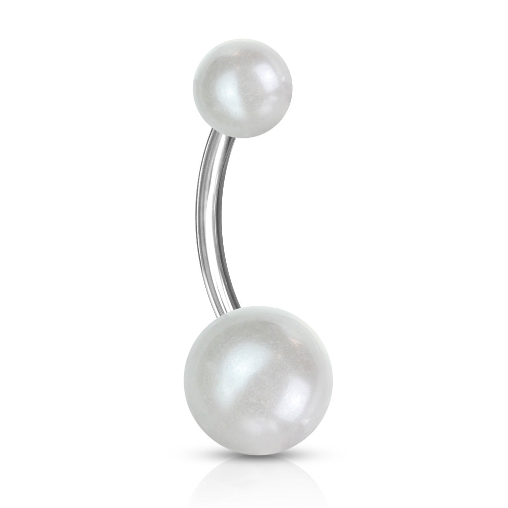 Lucite Pearl Navel Barbell 14g