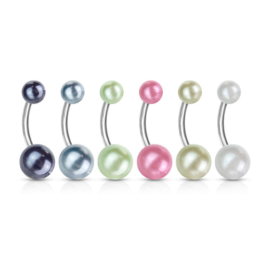 Lucite Pearl Navel Barbell 14g