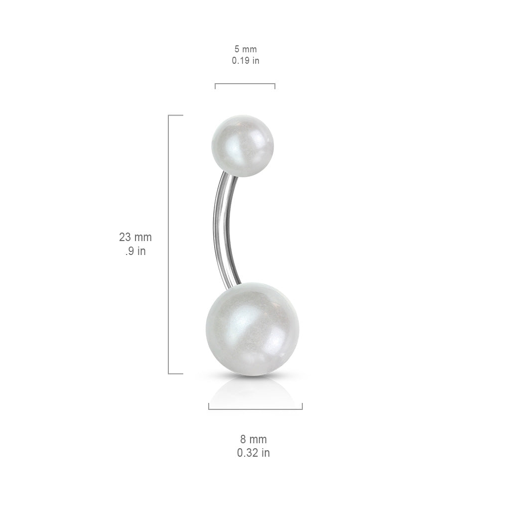 Lucite Pearl Navel Barbell 14g