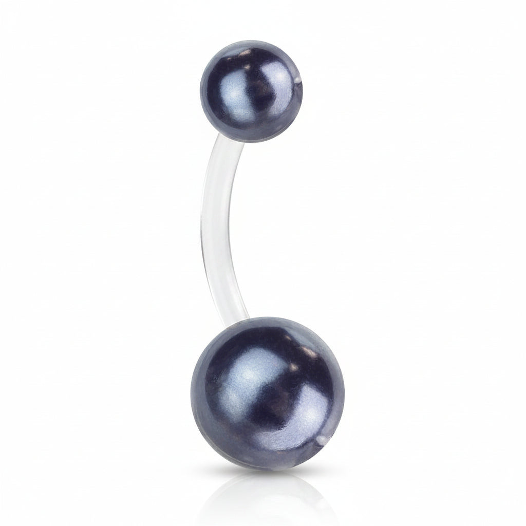 Lucite Pearl Flex Navel Barbell 14g
