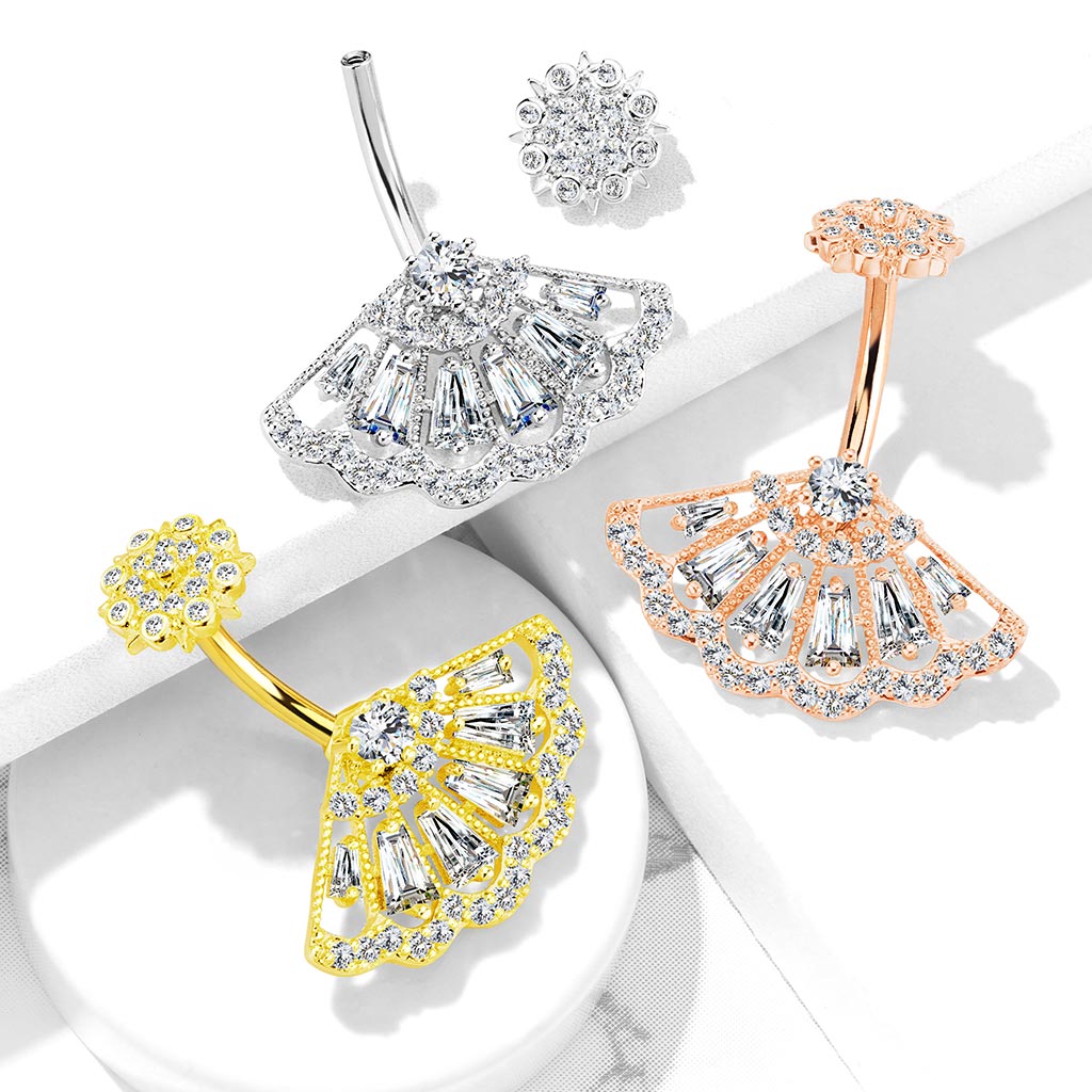 Lacy Fan Belly Ring 14g