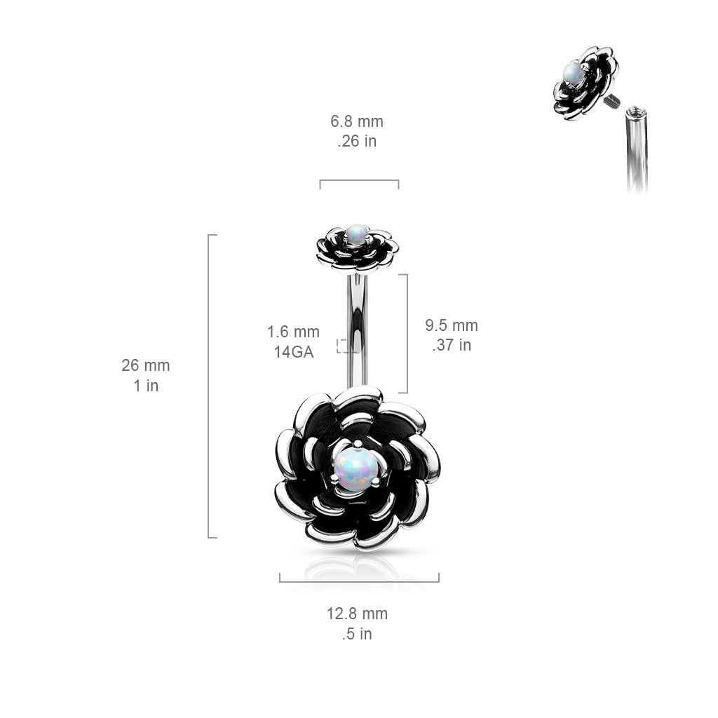 NightShade Petal Opal Navel Barbell 14g