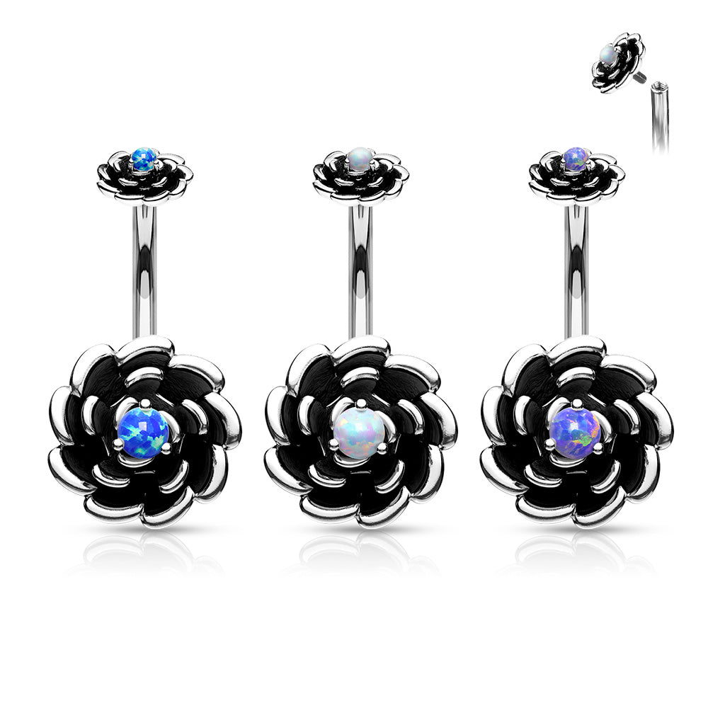 NightShade Petal Opal Navel Barbell 14g