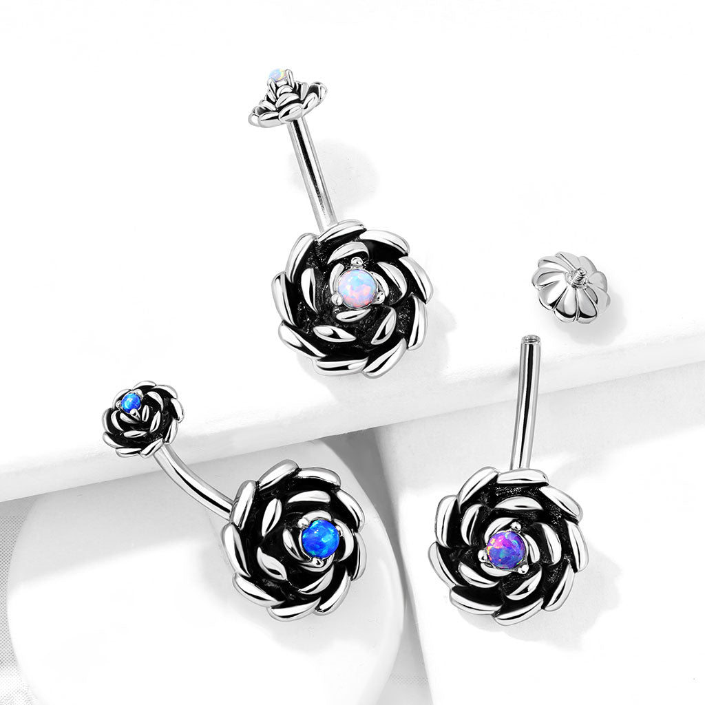 NightShade Petal Opal Navel Barbell 14g