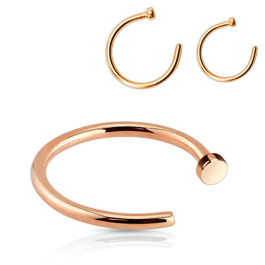 Rose Gold PVD Steel 3/4 Nose Hoop 22g-18g