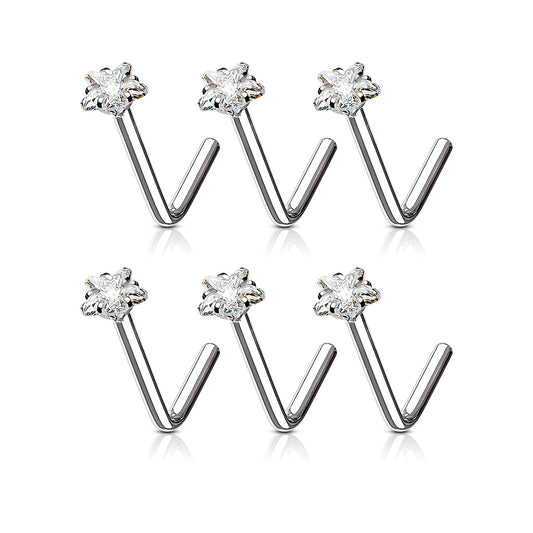 PREMIUM Star Claw-Set Crystal Nose Pin 18g