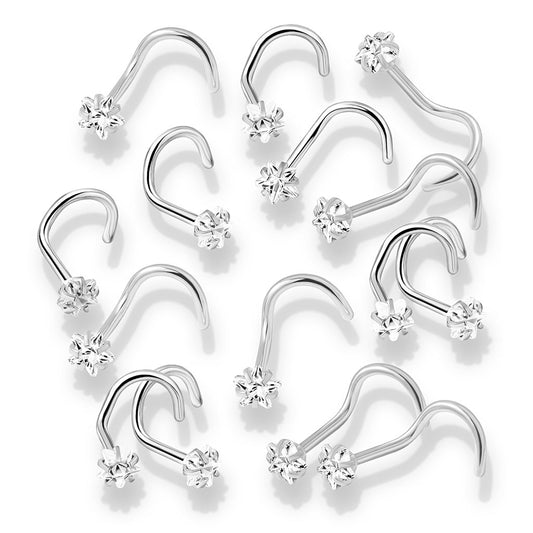 PREMIUM Star Claw-Set Crystal Nose Screw 18g