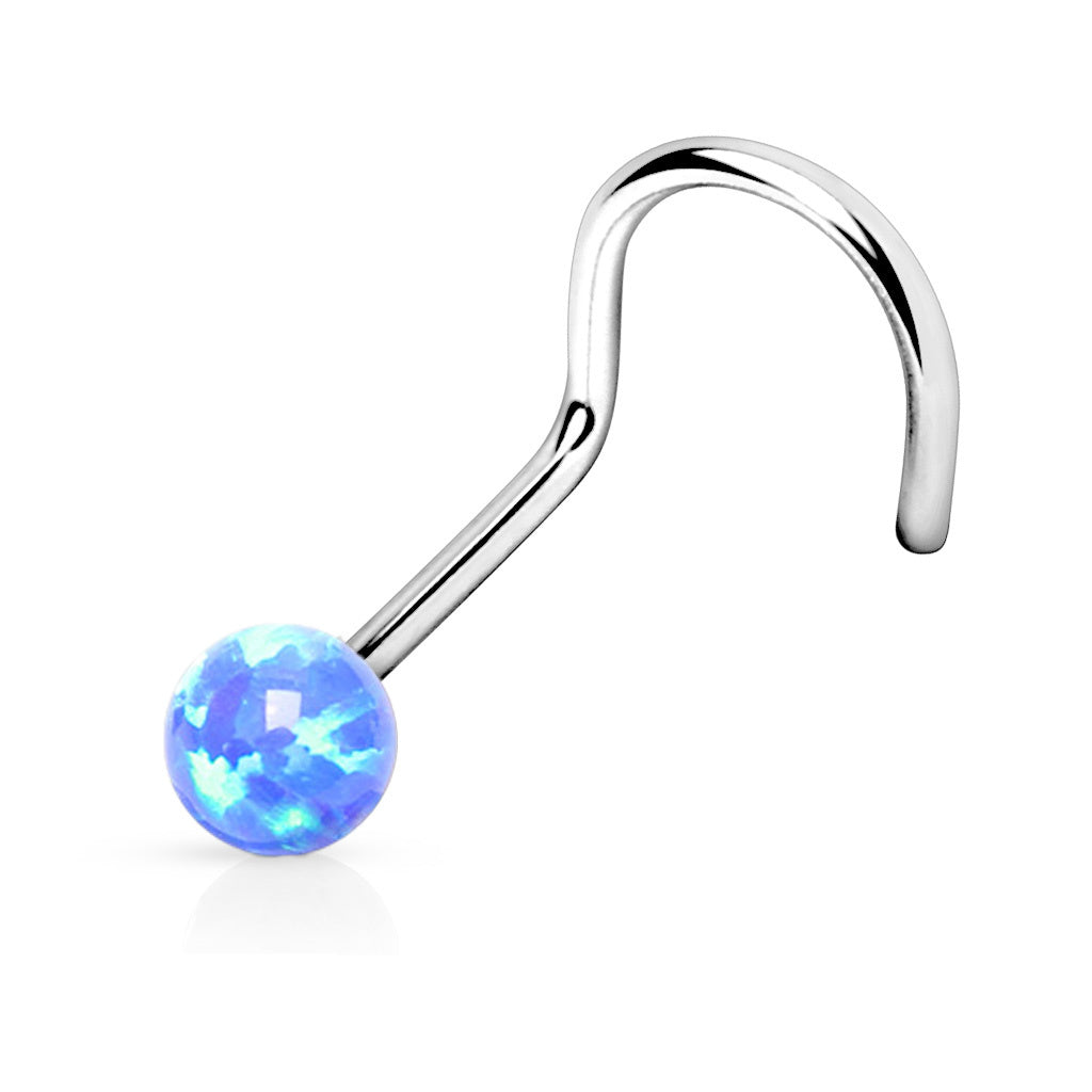 Premium Surgical Steel Round Opal Nose Screw