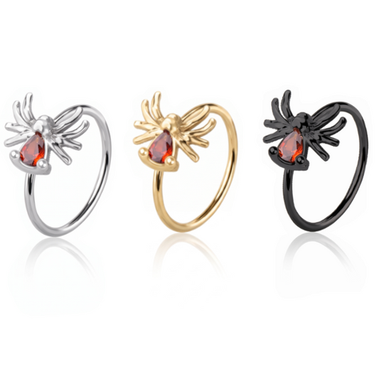 Claw-Set Crystal Spider Bendable Ring 20g