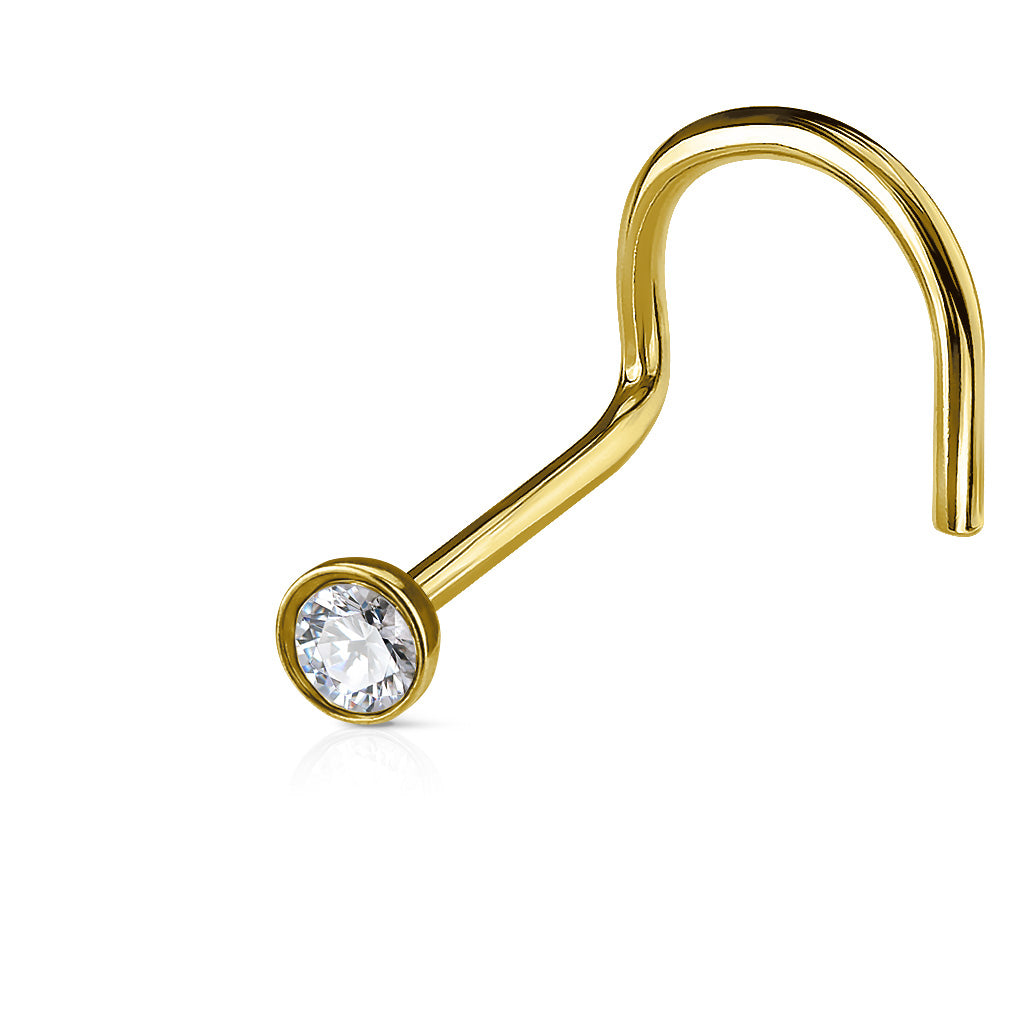 Premium PVD Surgical Steel Crystal Nose Screw 20g - 18g