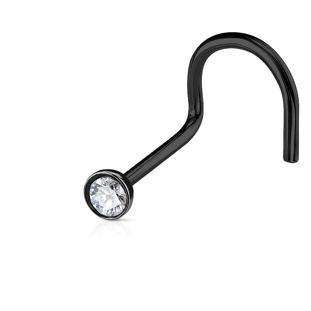 Premium PVD Surgical Steel Crystal Nose Screw 20g - 18g