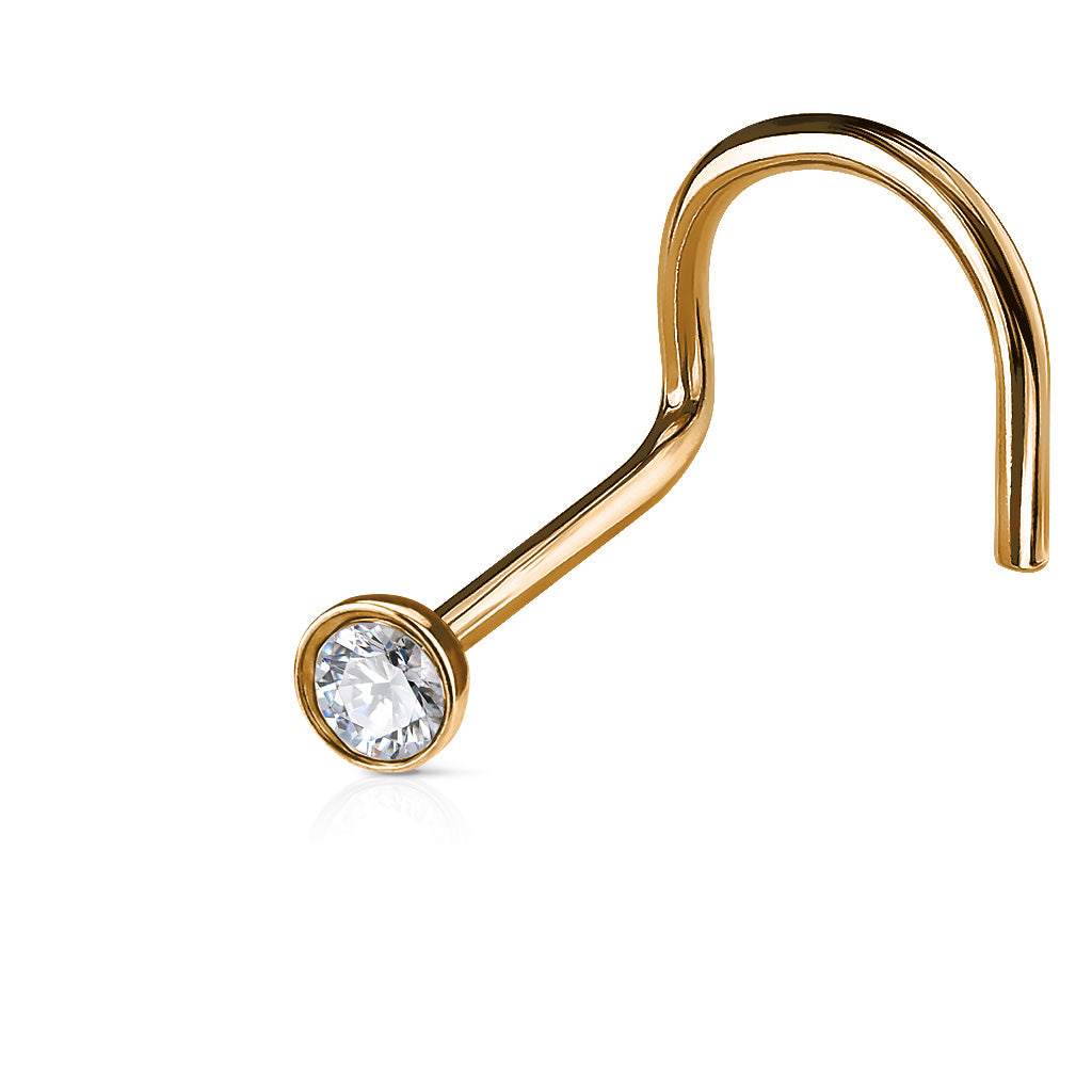 Premium PVD Surgical Steel Crystal Nose Screw 20g - 18g