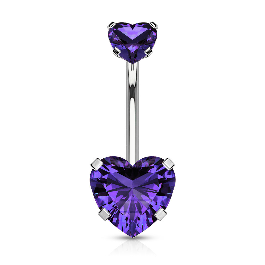 Premium Heart Crystal Navel Barbell 14g