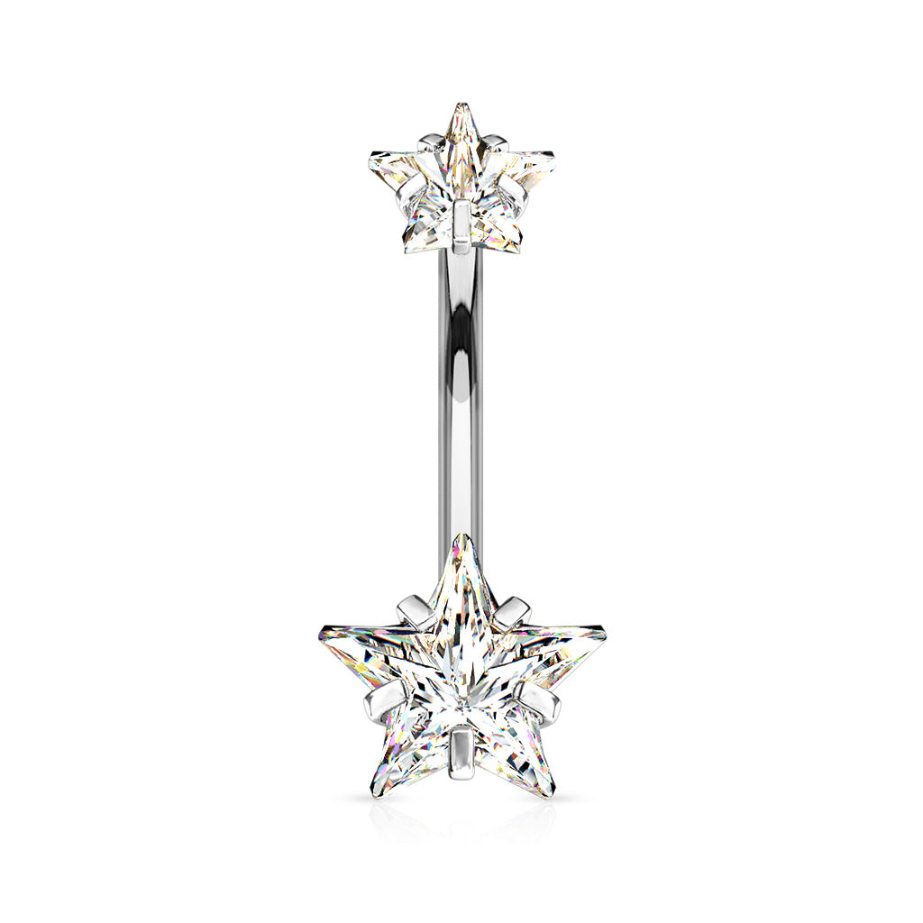 Premium Surgical Steel Crystal Star Belly Ring 14g