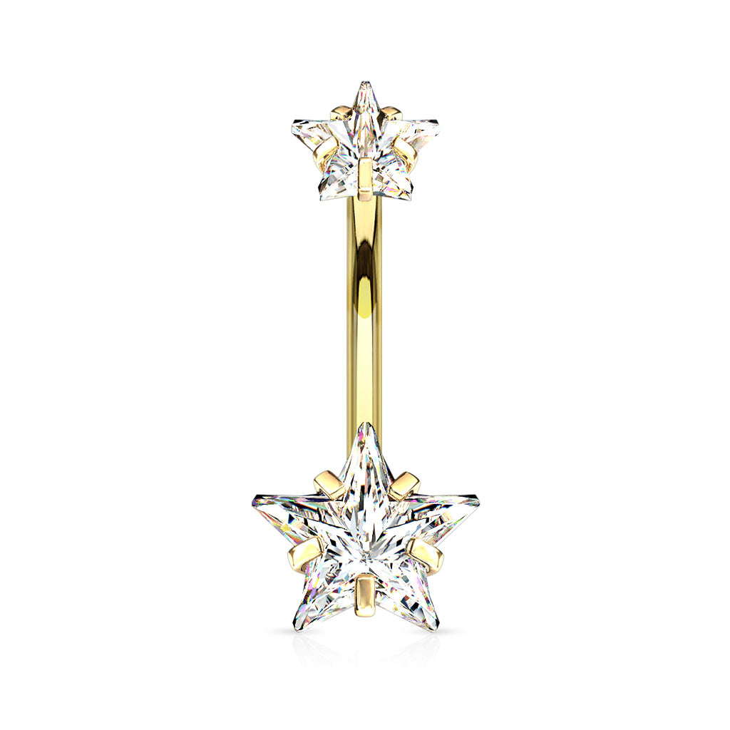 Premium Surgical Steel Crystal Star Belly Ring 14g