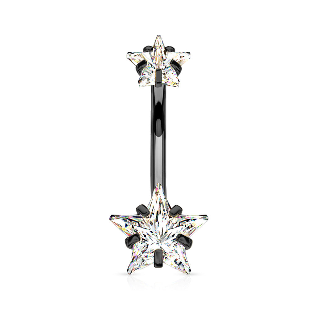 Premium Surgical Steel Crystal Star Belly Ring 14g