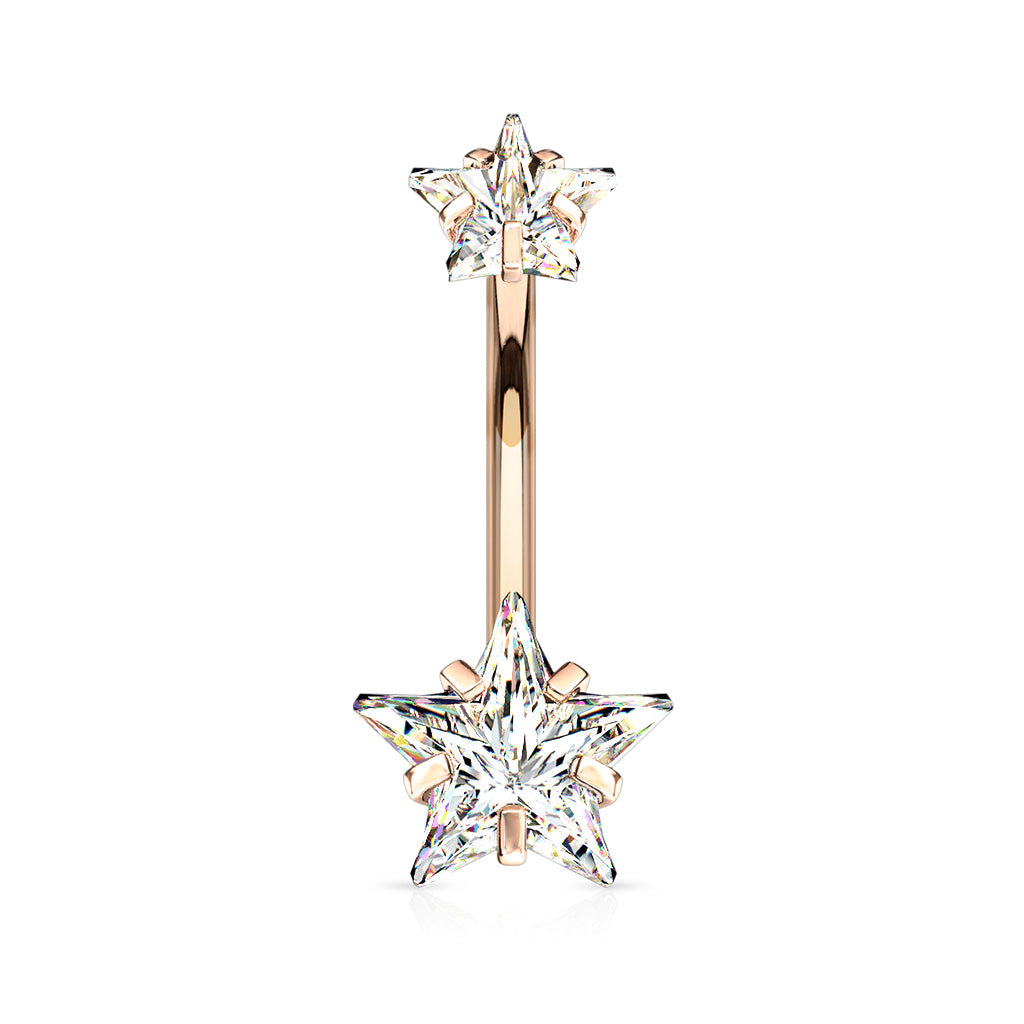 Premium Surgical Steel Crystal Star Belly Ring 14g