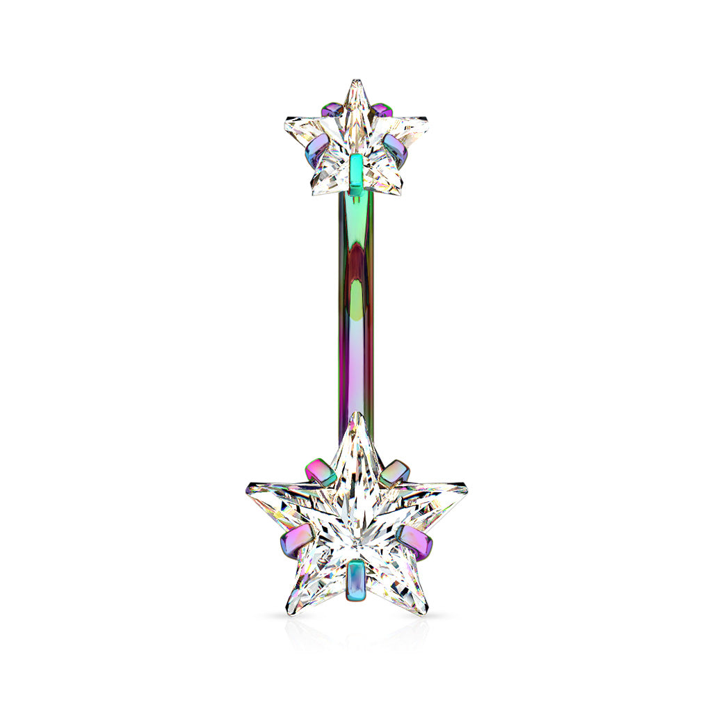Premium Surgical Steel Crystal Star Belly Ring 14g