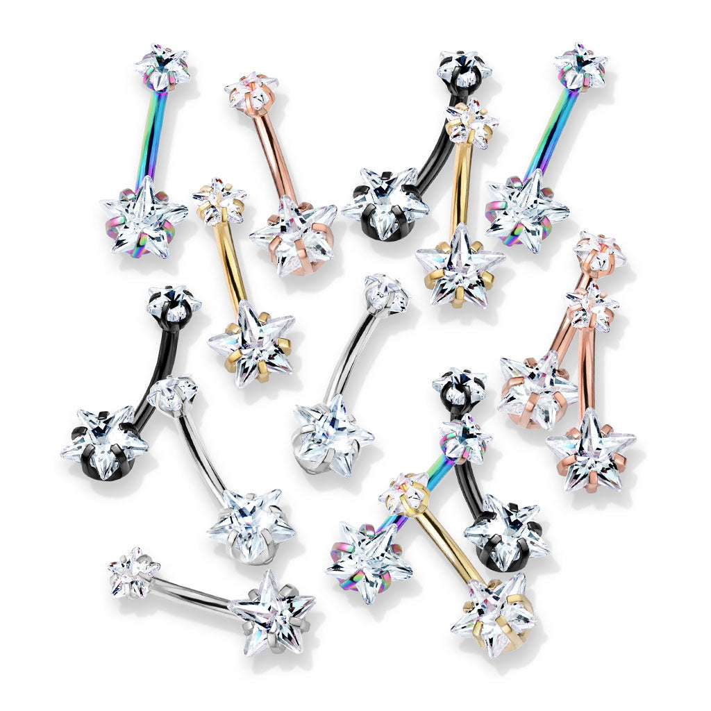 Premium Surgical Steel Crystal Star Belly Ring 14g