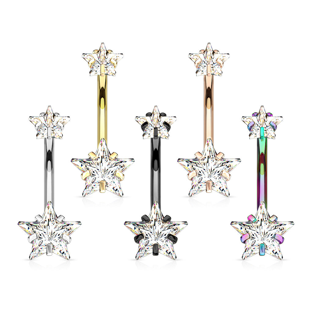 Premium Surgical Steel Crystal Star Belly Ring 14g