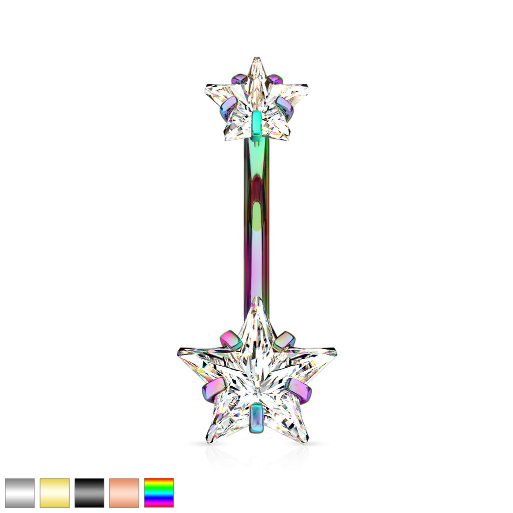 Premium Surgical Steel Crystal Star Belly Ring 14g