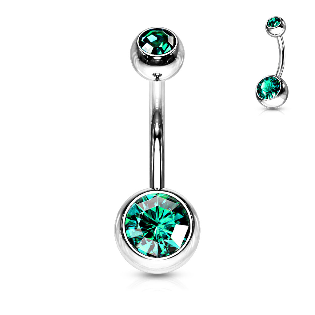 Surgical Steel Crystal Navel Barbell 14g