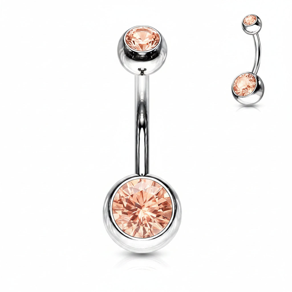 Surgical Steel Crystal Navel Barbell 14g