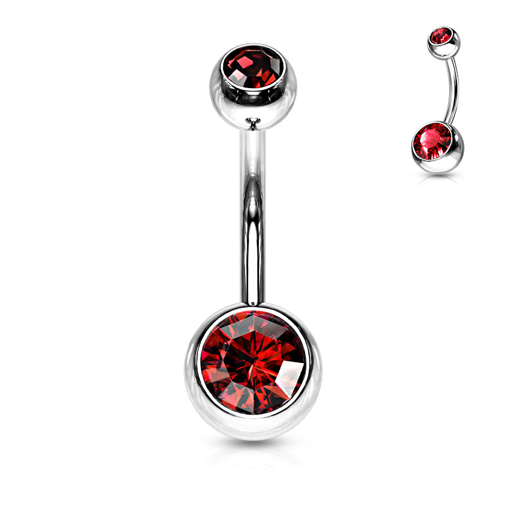 Surgical Steel Crystal Navel Barbell 14g