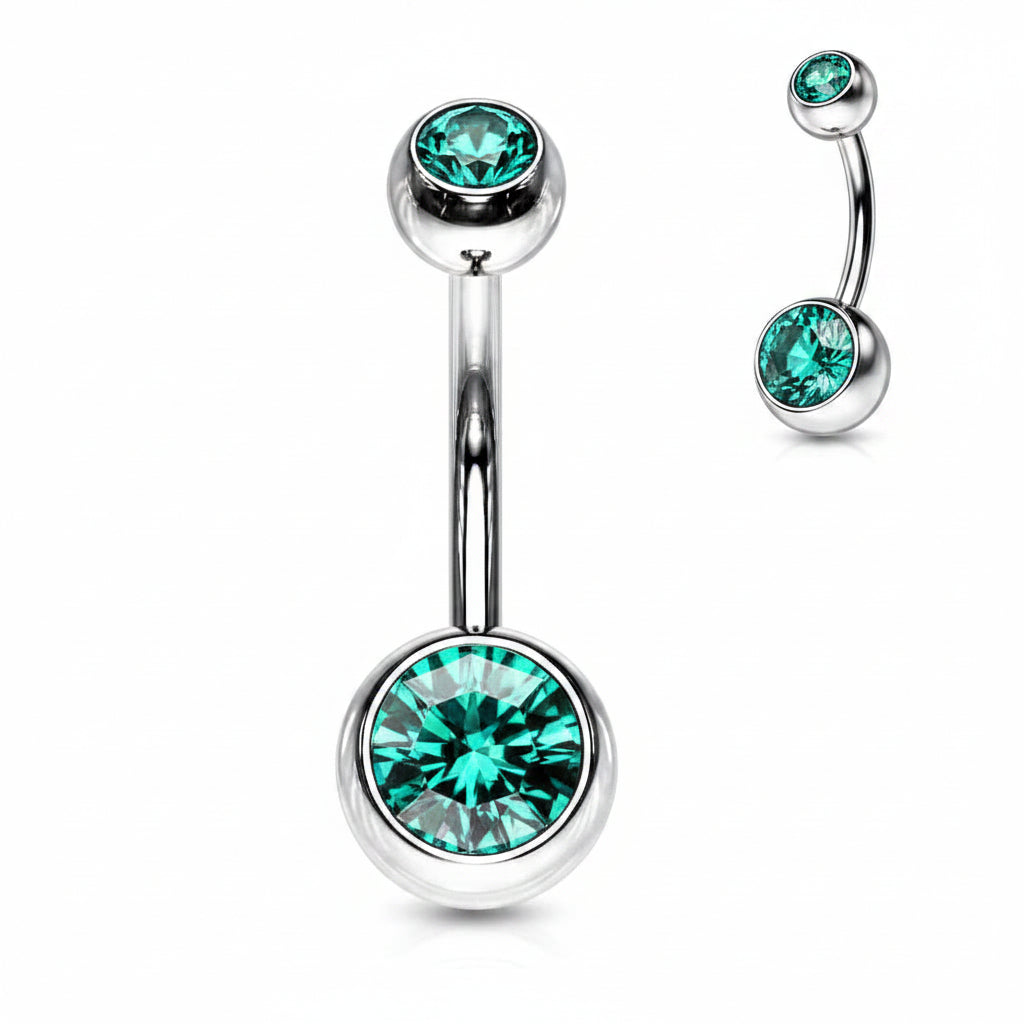 Surgical Steel Crystal Navel Barbell 14g