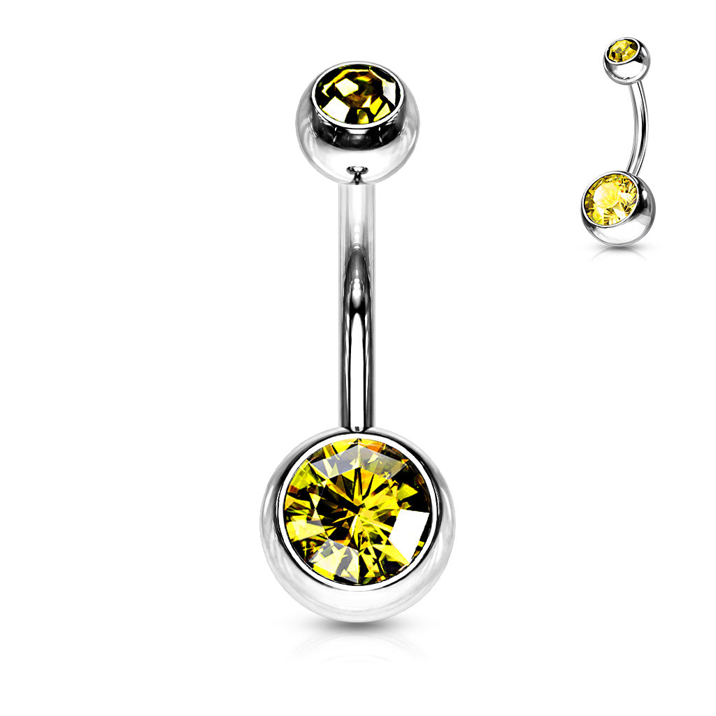 Surgical Steel Crystal Navel Barbell 14g