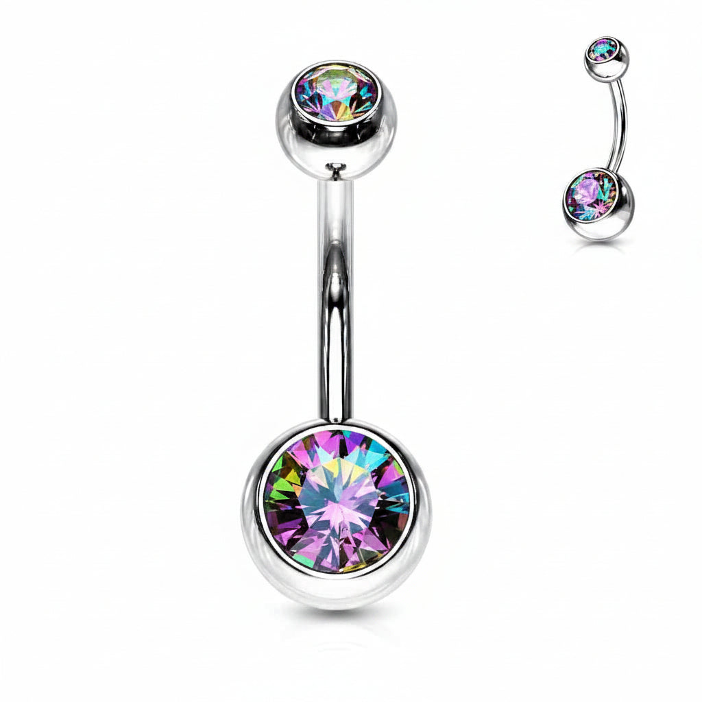 Surgical Steel Crystal Navel Barbell 14g