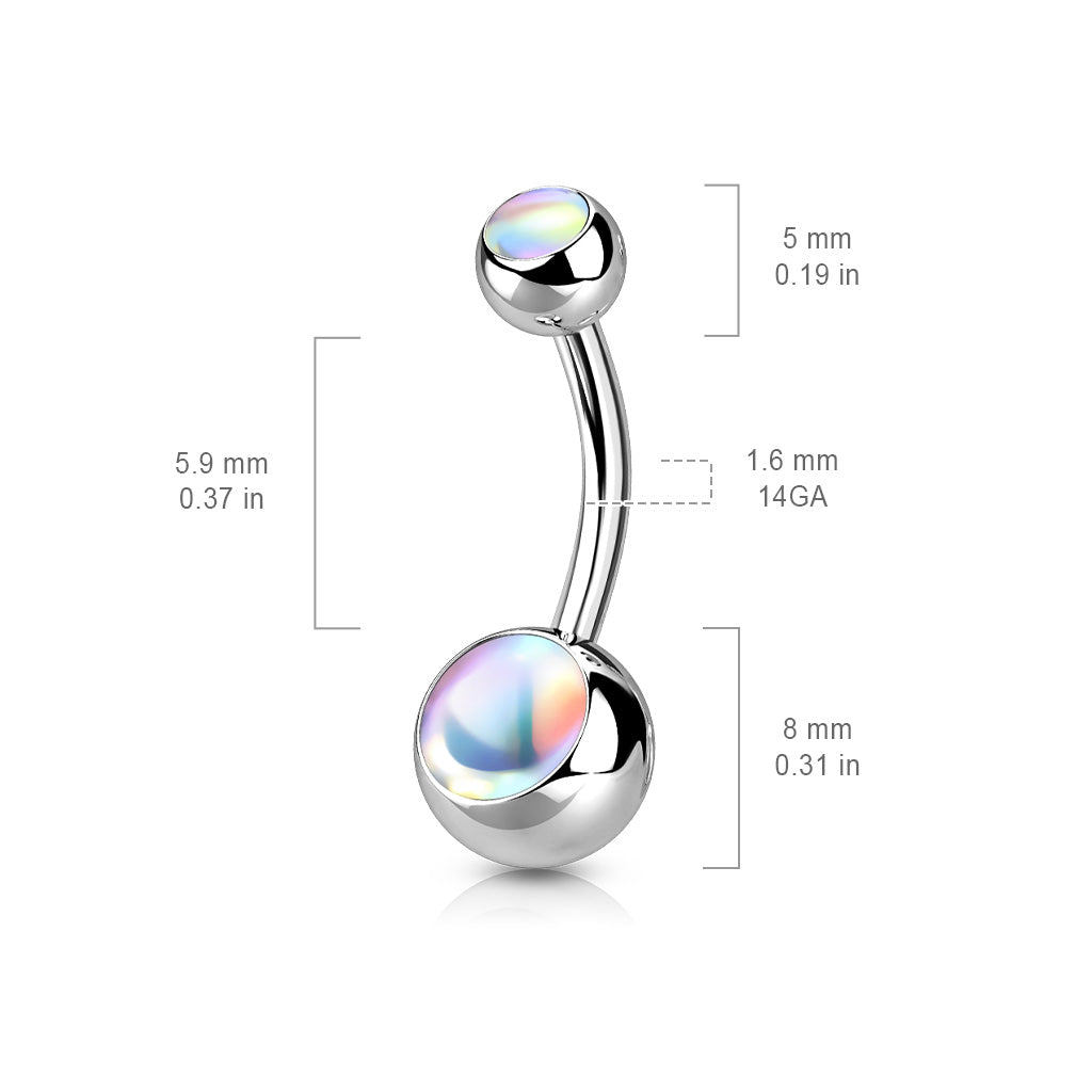 Premium Bezel-Set Moonstone Belly Ring 14g