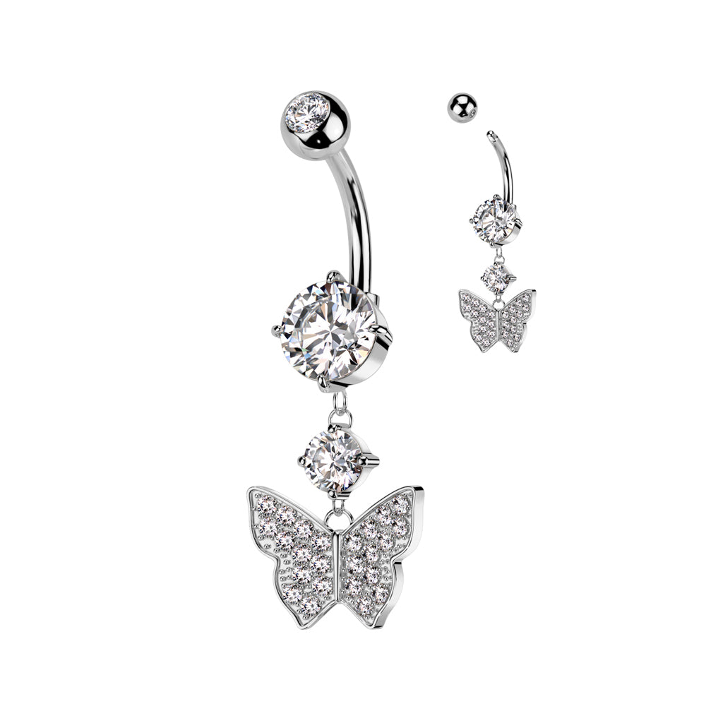 Bejeweled Butterfly Navel Dangle 14g