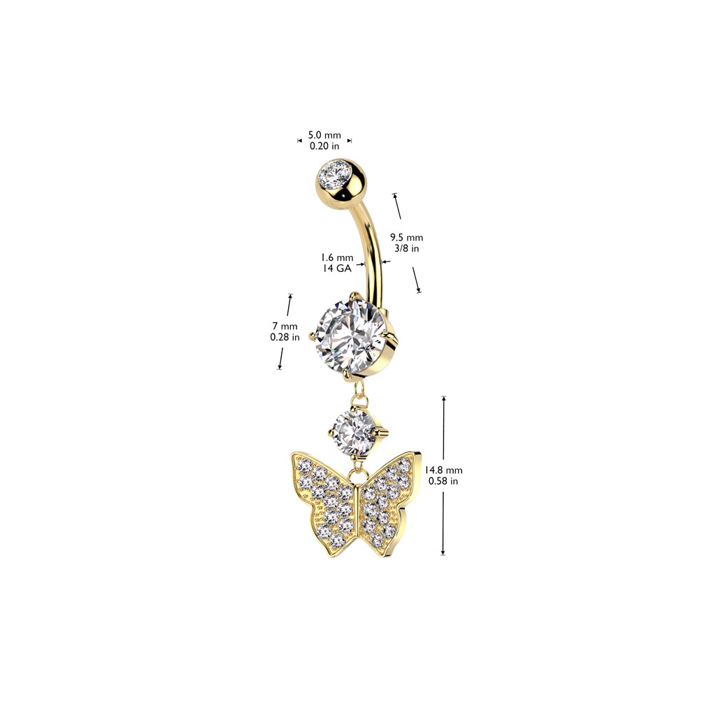 Bejeweled Butterfly Navel Dangle 14g
