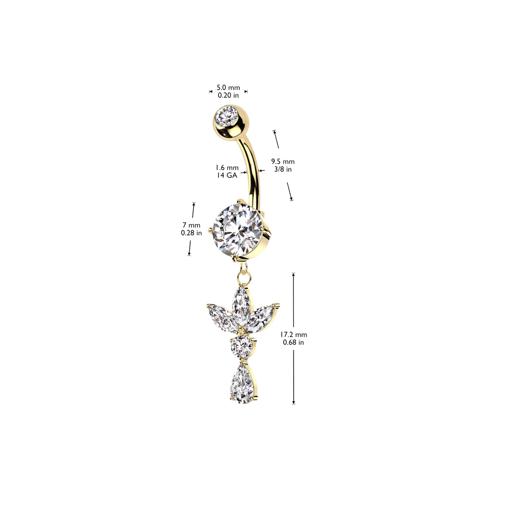 PREMIUM Tri-Tear Drop Navel Dangle 14g