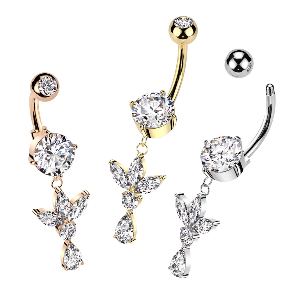 PREMIUM Tri-Tear Drop Navel Dangle 14g